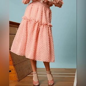 NWT Sister Jane Pink Textured Dot Midi Skirt